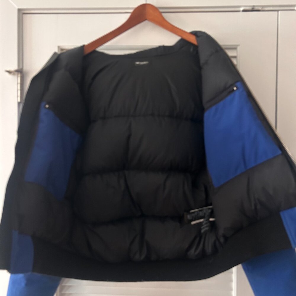 Kooples Blue & Black Puffer Jacket with Faux Fur Hood - Picture 7 of 7